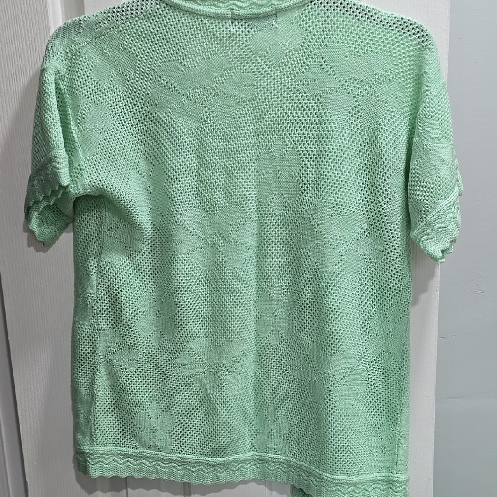 Green Knit Open Cardigan Skirt Set - Picture 5 of 10
